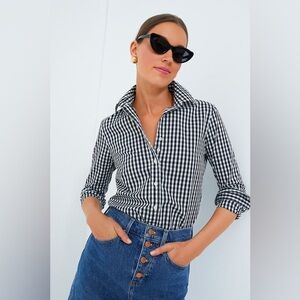 The Shirt by Rochelle Behrens Black Large Check Long Sleeve Icon Button Shirt XS
